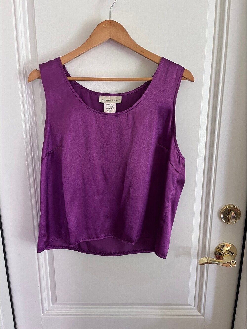 Vintage Benard Purple Satin Sleeveless Top Size 16